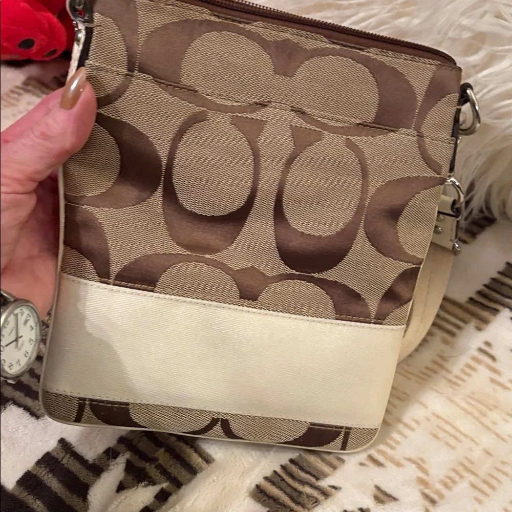 Coach Tan and Cream Swingpack Crossbody Bag